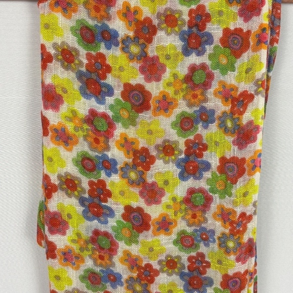 Nine West Daisy 100% Rayon Scarf Wrap Fringed 70" X 19" Spring Summer Boho Gauze - Picture 4 of 7